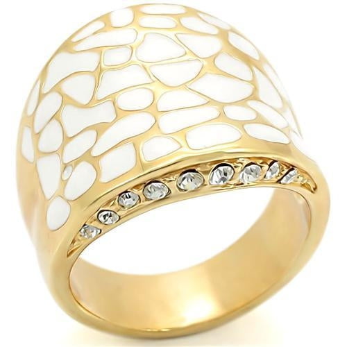 0W379 - Gold Brass Ring with Top Grade Crystal  in Clear