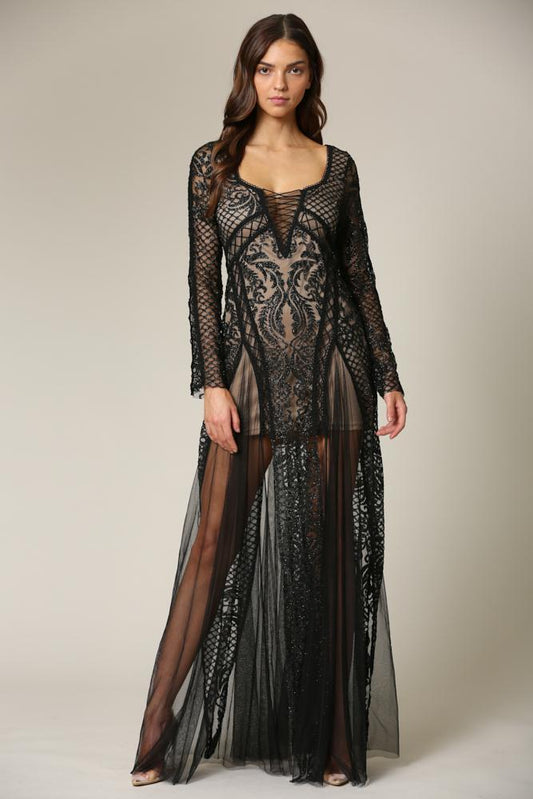 Millaray - A long, glitter embellished Dress