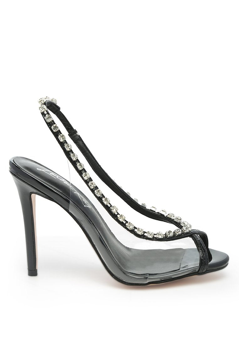 Camarine Clear Diamante Slingback High Heeled Sandals