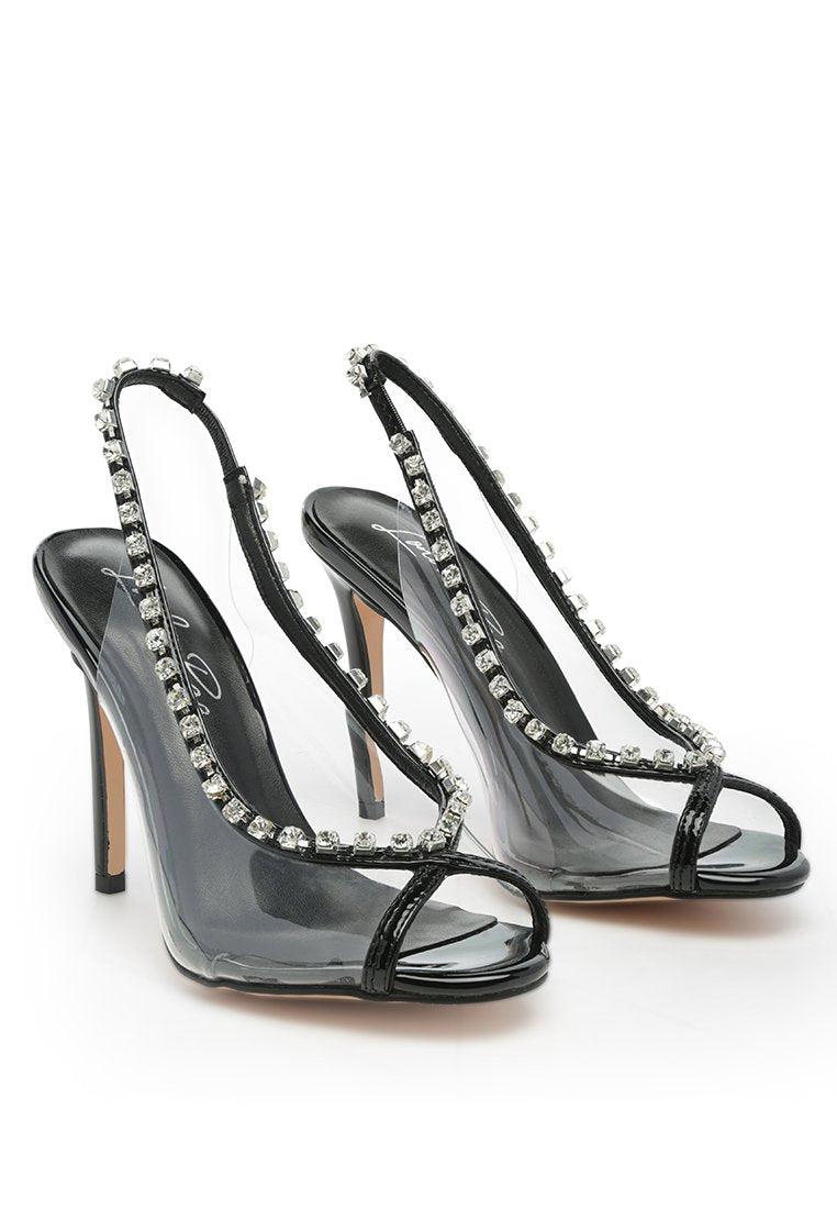 Camarine Clear Diamante Slingback High Heeled Sandals