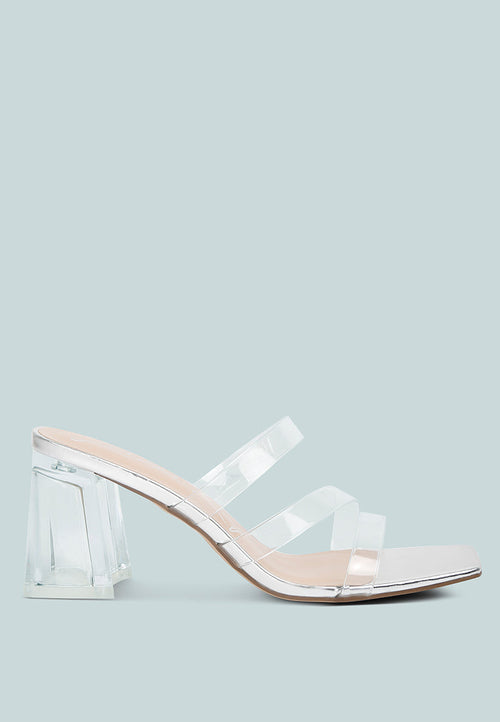 Chartz Multiple Straps Clear Heel Sandals