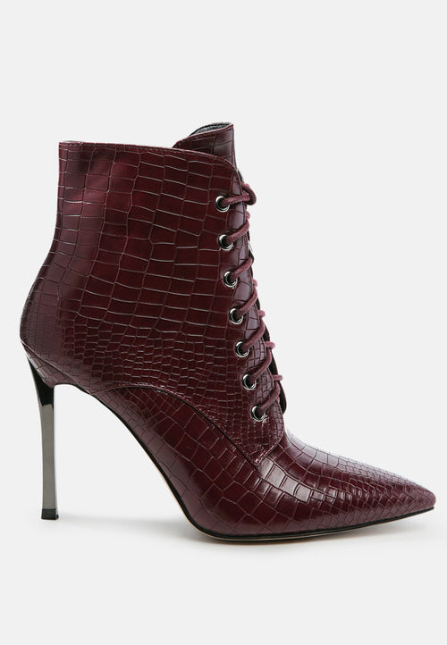 Escala Croc Stiletto Ankle Boots