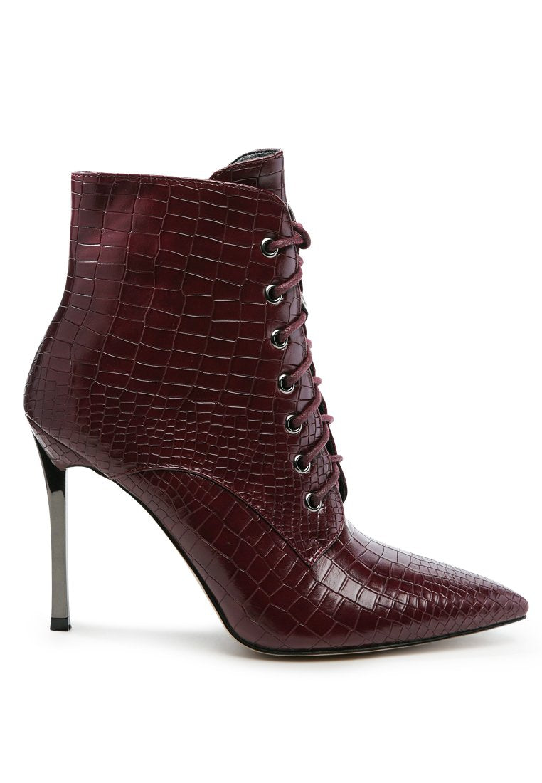 Escala Croc Stiletto Ankle Boots