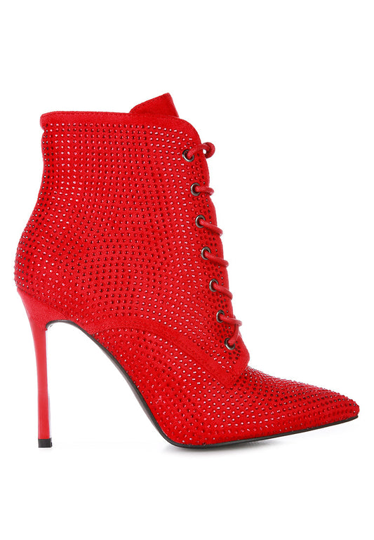 Head On Faux Suede Diamante Ankle Boots