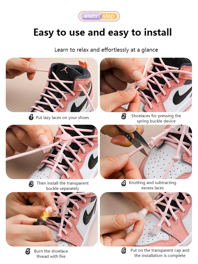 Spring Lock Shoelaces Without ties Elastic laces Sneakers Kids Adult