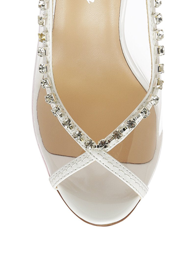 Camarine Clear Diamante Slingback High Heeled Sandals