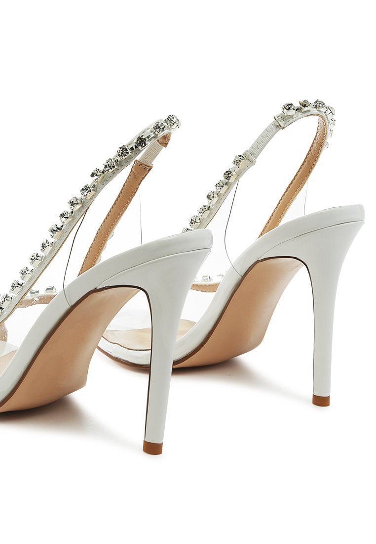 Camarine Clear Diamante Slingback High Heeled Sandals