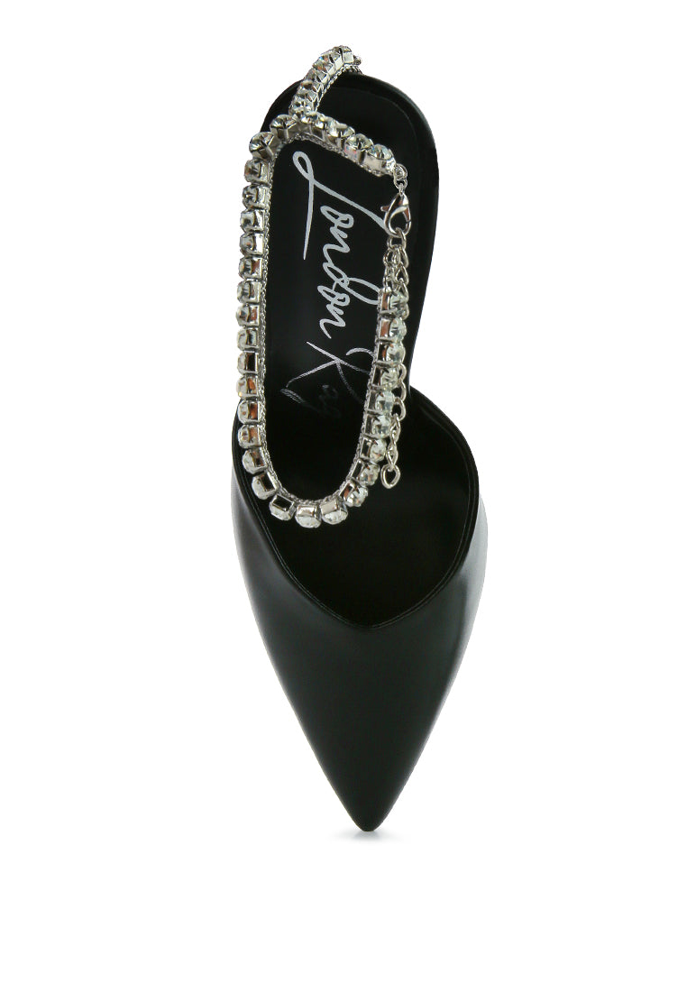 Joyce Diamante Embellished Stiletto Mule Sandals