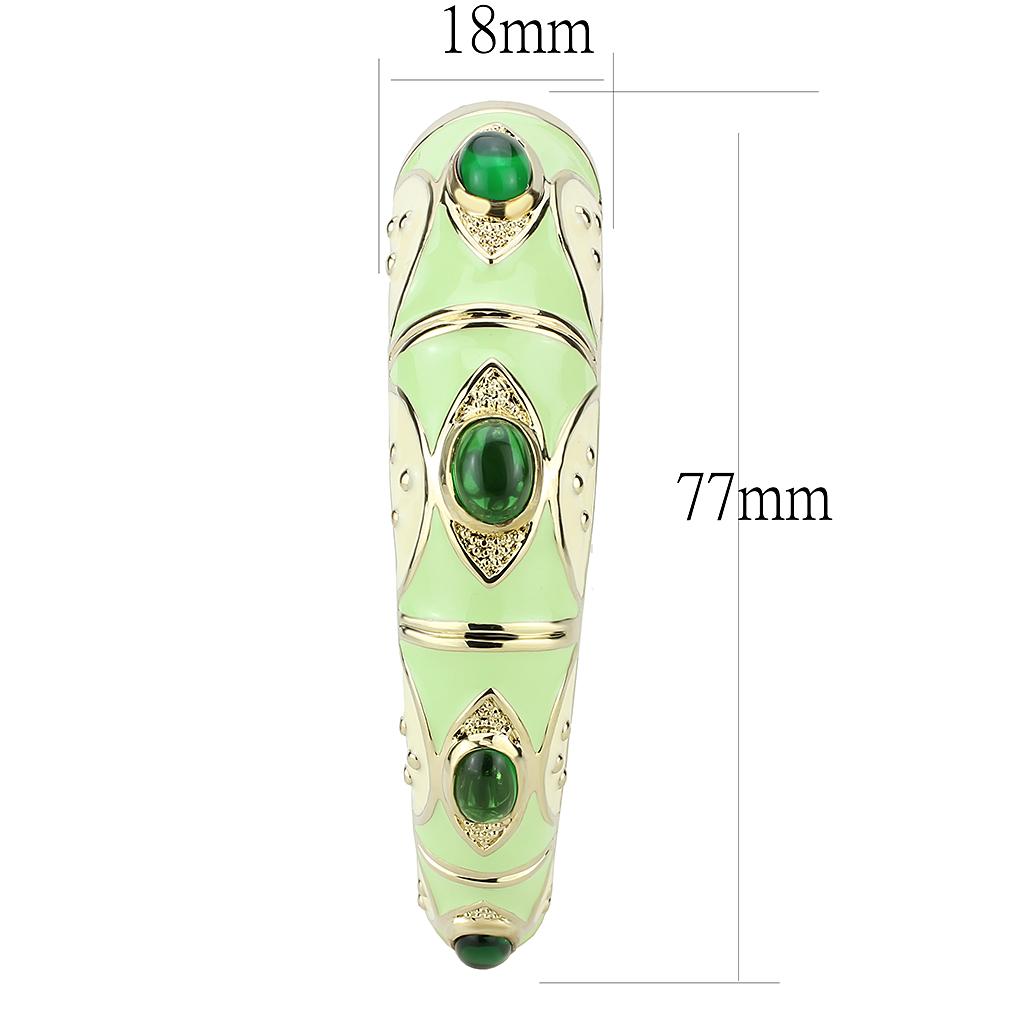 LO4267 - Gold Brass Bangle with Synthetic  in Emerald