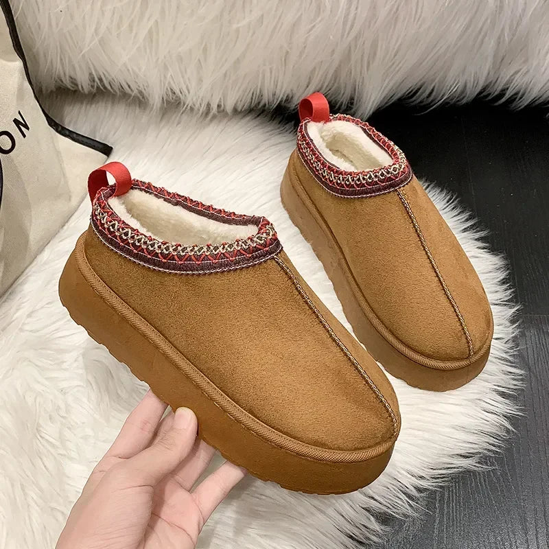 Snow Boots for Women 2023 Winter New Cashmere Warm Thick Soles Without