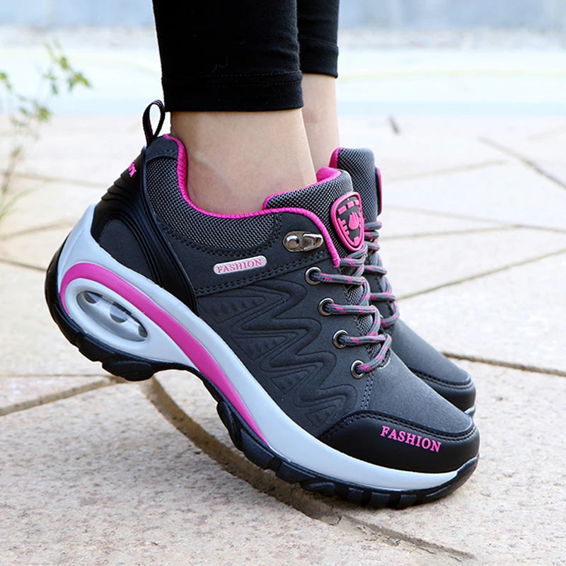 Ladies Sneakers Comfortable Breathable Platform Shoes Fashion Lace Up