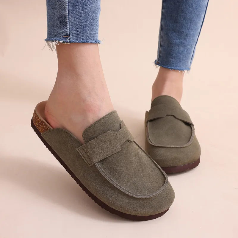 Litfun New Boston Clogs For Women Fashion Cork Suede Mules Slippers