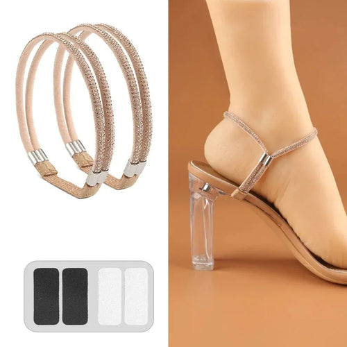 Women's high heels diamond elastic shoelace rhinestone