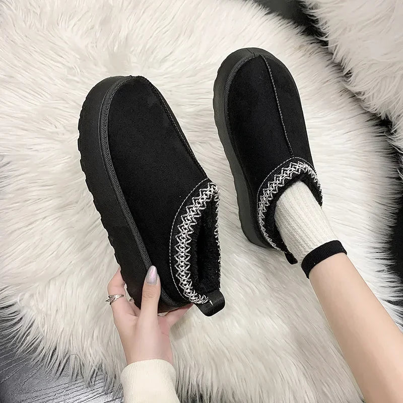 Snow Boots for Women 2023 Winter New Cashmere Warm Thick Soles Without