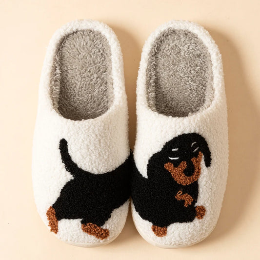 Cartoon Cute and Interesting Dachshund Dog Women Slippers Indoor Warm