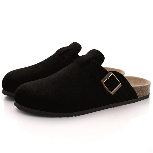 Comwarm Cork Footbed Clogs For Women Men Fashion Leather Mules Comfort