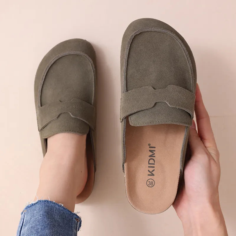 Litfun New Boston Clogs For Women Fashion Cork Suede Mules Slippers