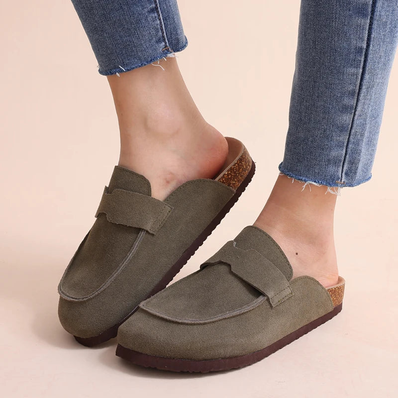 Litfun New Boston Clogs For Women Fashion Cork Suede Mules Slippers