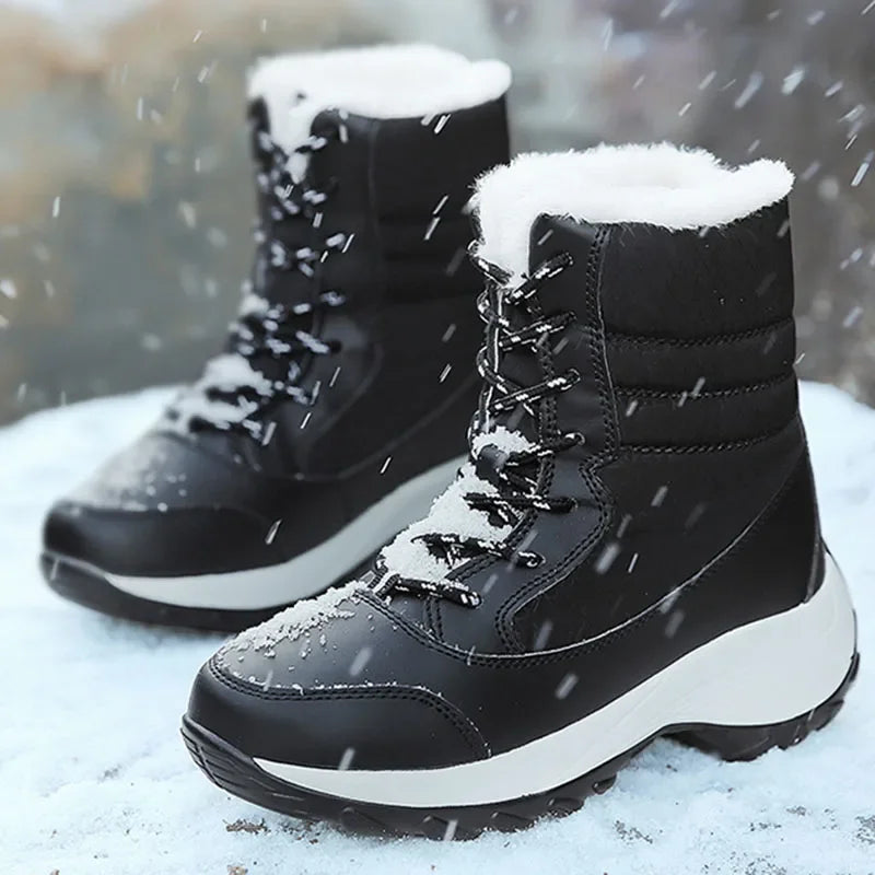 Snow Boots Women Platform Boots Non-slip Women Winter Shoes Fur Warm