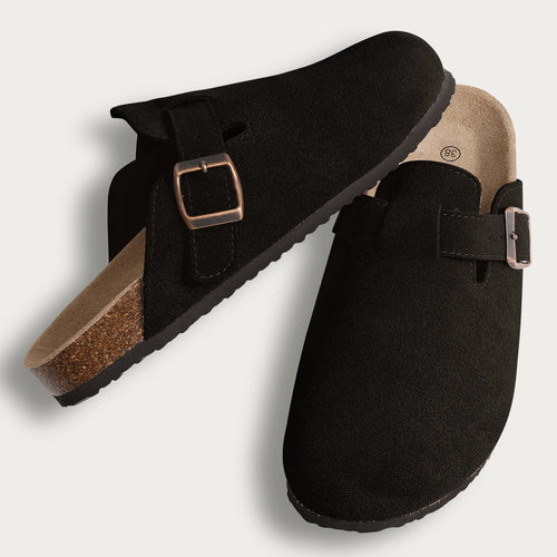 Litfun New Boston Clogs For Women Fashion Cork Suede Mules Slippers