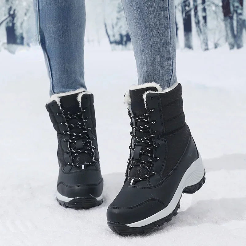 Snow Boots Women Platform Boots Non-slip Women Winter Shoes Fur Warm