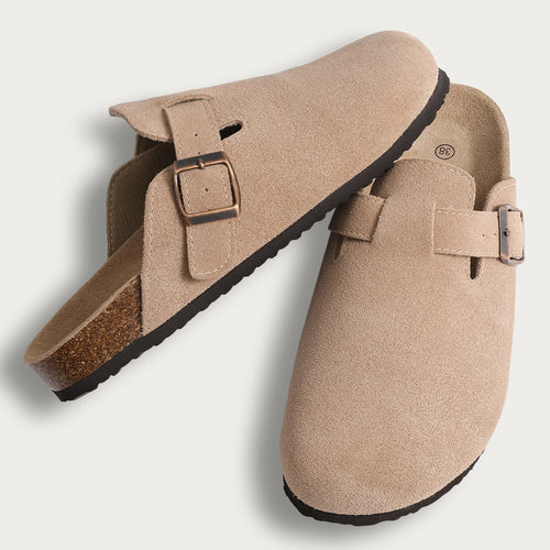 Litfun New Boston Clogs For Women Fashion Cork Suede Mules Slippers