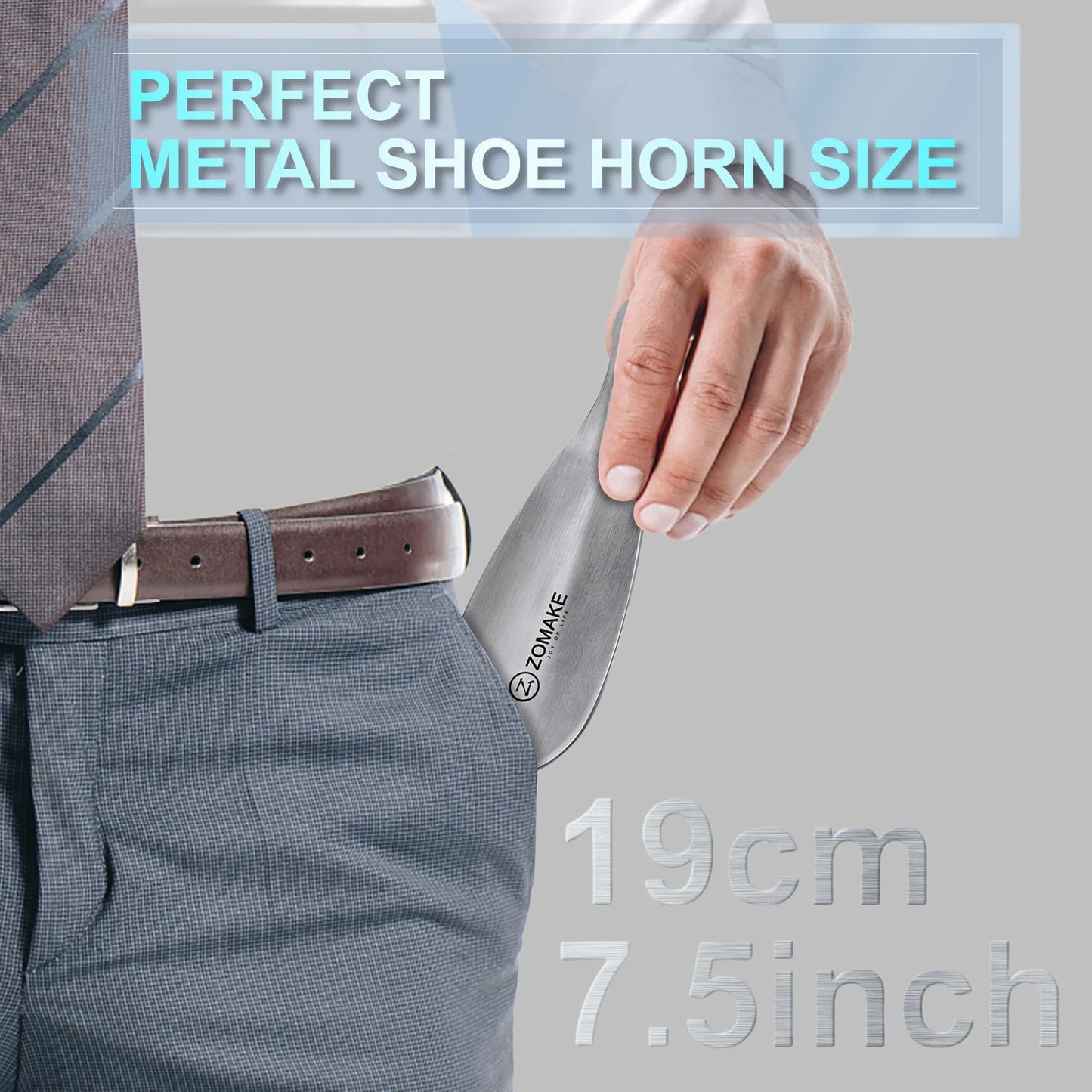 Metal Shoe Horn Stainless Steel 7.5Inch Small Shoe Horn Lifter Easy