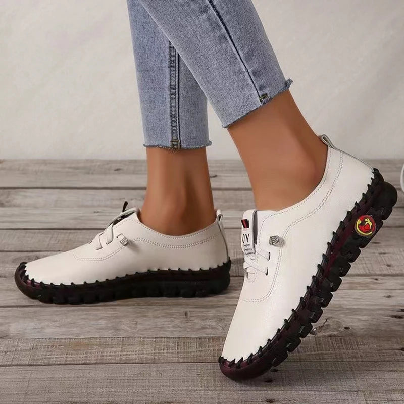 Women Vulcanized Shoes Pu Leather Casual Shoes Soft Comfortable Flat