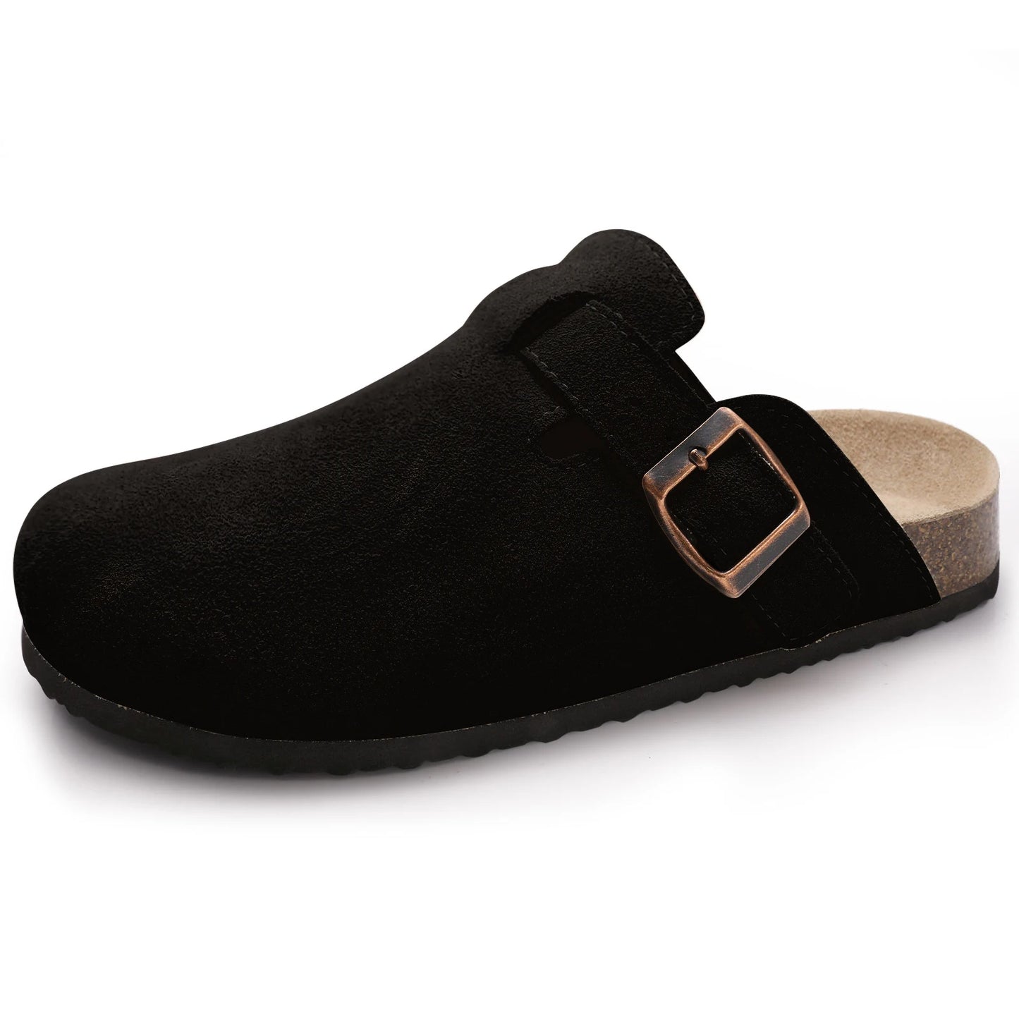 Comwarm Cork Footbed Clogs For Women Men Fashion Leather Mules Comfort