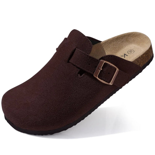 Comwarm Cork Footbed Clogs For Women Men Fashion Leather Mules Comfort