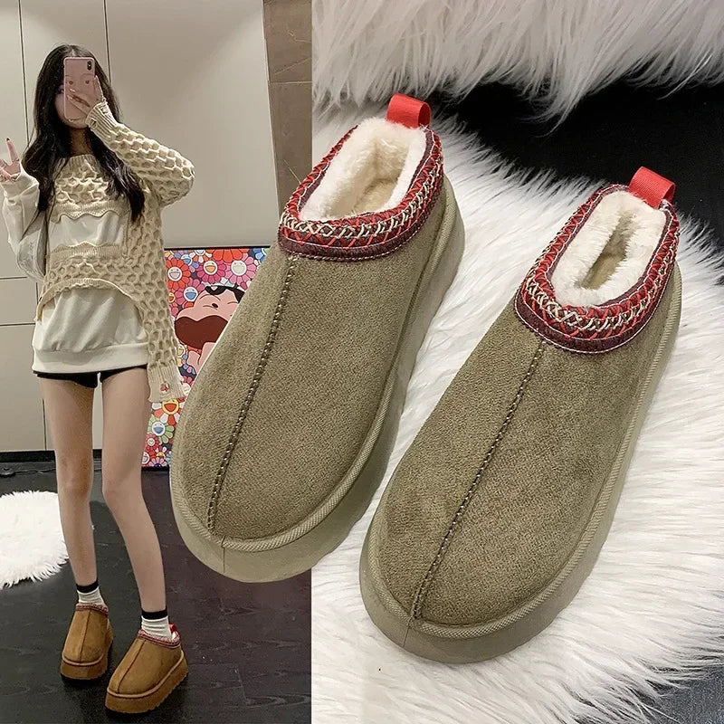 Snow Boots for Women 2023 Winter New Cashmere Warm Thick Soles Without