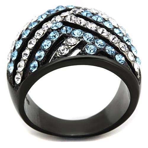 TK1663 - Two-Tone IP Black Stainless Steel Ring with Top Grade Crystal