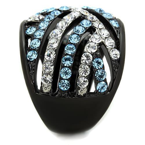 TK1663 - Two-Tone IP Black Stainless Steel Ring with Top Grade Crystal