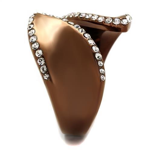 TK2691 - IP Coffee light Stainless Steel Ring with Top Grade Crystal