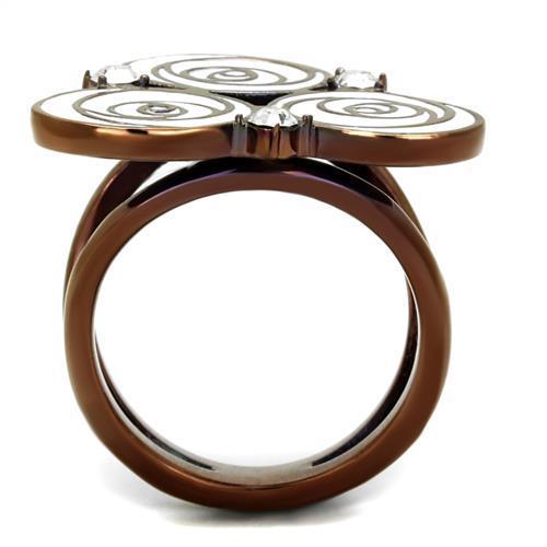 TK2841 - IP Coffee light Stainless Steel Ring with Top Grade Crystal