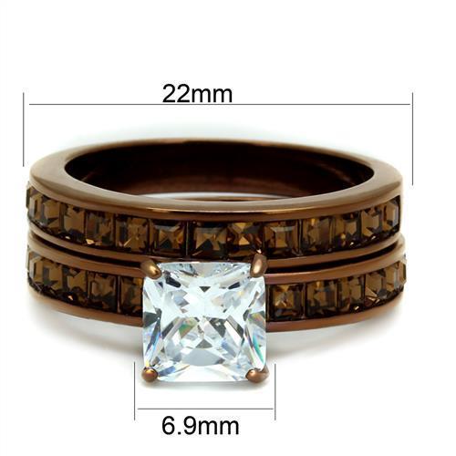 TK2954 - IP Coffee light Stainless Steel Ring with AAA Grade CZ  in