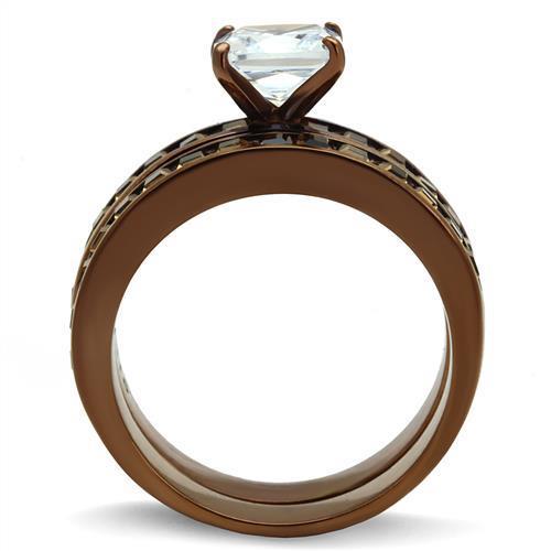 TK2954 - IP Coffee light Stainless Steel Ring with AAA Grade CZ  in