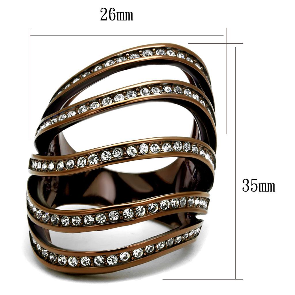 TK2985 - IP Coffee light Stainless Steel Ring with Top Grade Crystal