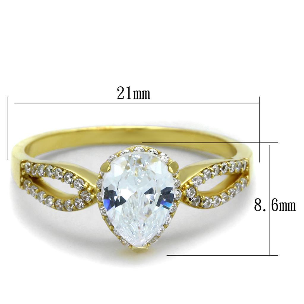 TS248 - Gold 925 Sterling Silver Ring with AAA Grade CZ  in Clear