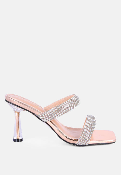 Dolls Rhinestone Embellished Slip On Sandals