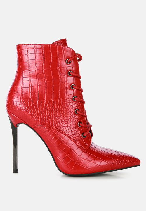 Escala Croc Stiletto Ankle Boots