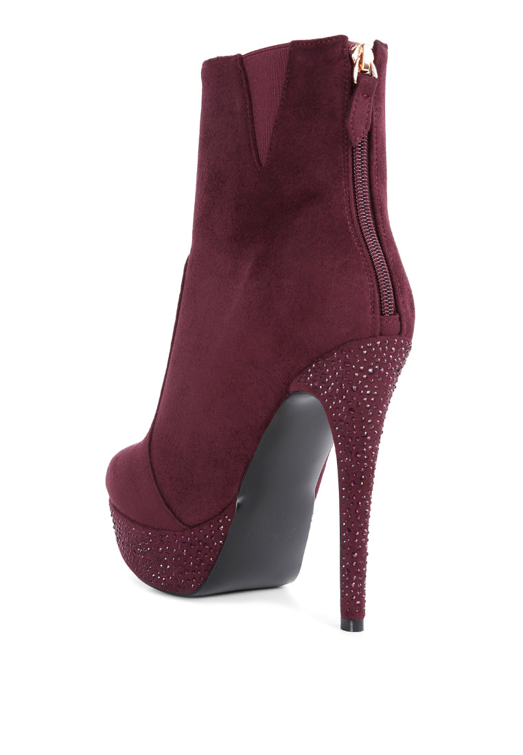 Espiree Microfiber High Heeled Ankle Boots