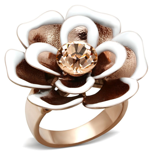 GL247 - IP Rose Gold(Ion Plating) Brass Ring with Top Grade Crystal