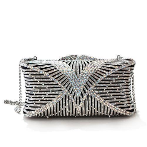 LO2362 - Imitation Rhodium White Metal Clutch with Top Grade Crystal