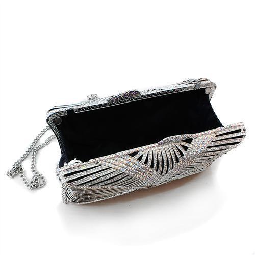 LO2362 - Imitation Rhodium White Metal Clutch with Top Grade Crystal