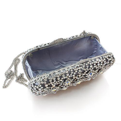 LO2364 - Imitation Rhodium White Metal Clutch with Top Grade Crystal