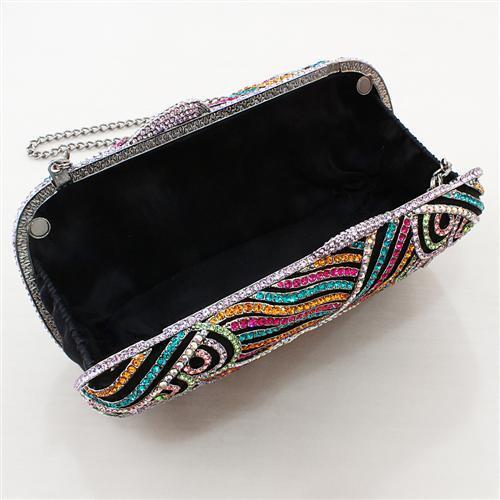 LO2365 - Imitation Rhodium White Metal Clutch with Top Grade Crystal