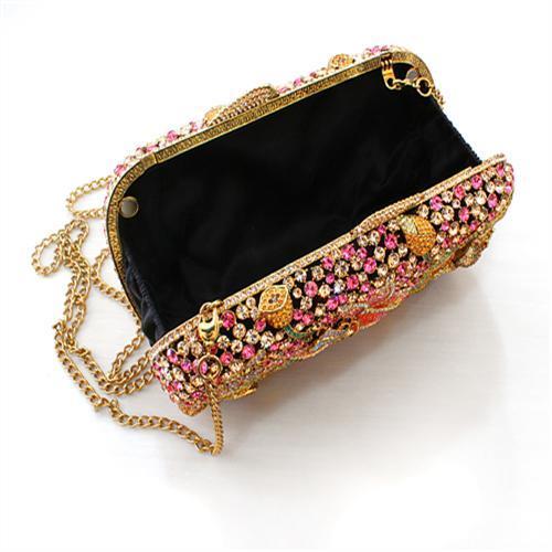 LO2375 - Ancientry Gold White Metal Clutch with Top Grade Crystal  in