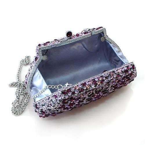 LO2376 - Imitation Rhodium White Metal Clutch with Top Grade Crystal