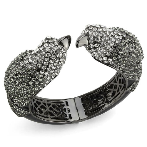 LO4333 - Ruthenium Brass Bangle with Top Grade Crystal  in Multi Color